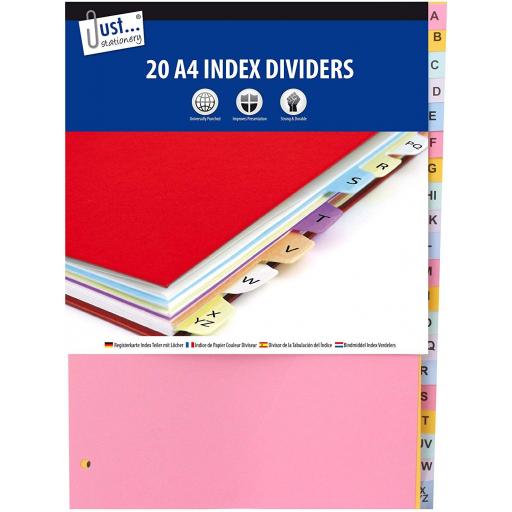 JS A4 Index Dividers - Pack of 20