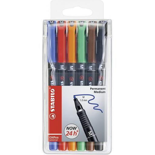 Stabilo OH Pen Permanent, Medium - Pack of 6