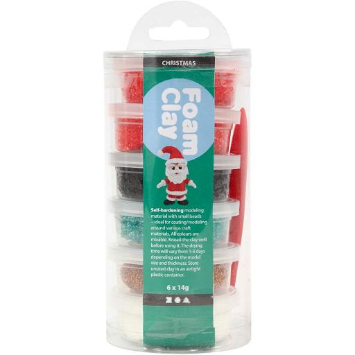 Creativ Foam Clay 14g, Christmas Colours - Pack of 6