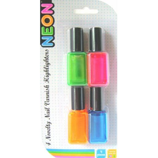 RSW Nee-on Novelty Nail Varnish Highlighter - Pack of 4