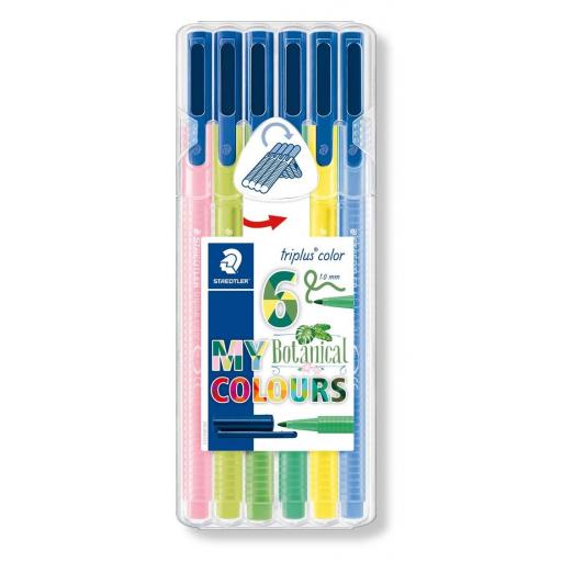 Staedtler Triplus Color Fibre Tip Pens 1.0mm - Botanical, Pack of 6
