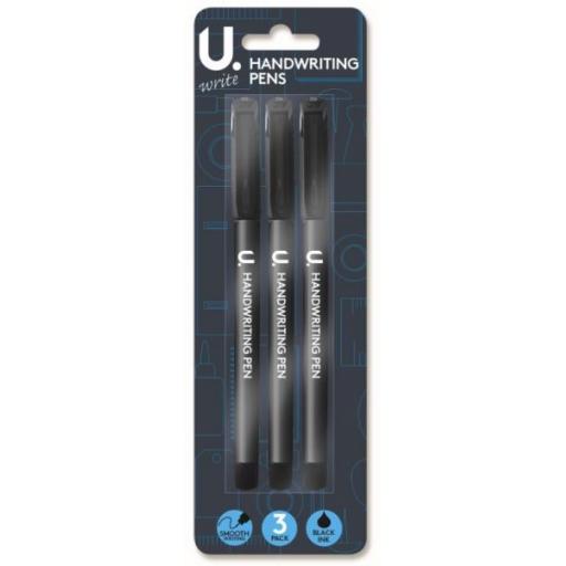 U. Handwriting Pens Black Ink - Pack of 3