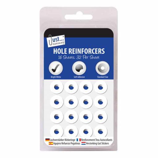 JS White Sticky Hole Reinforcers - Pack of 512