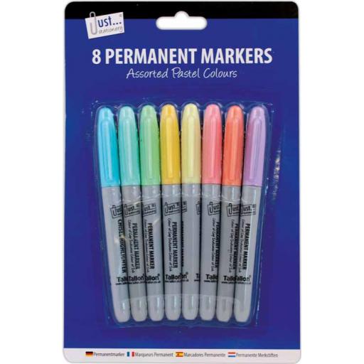 JS Permanent Markers Pastel Colours - Pack of 8