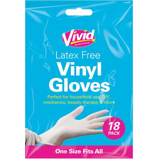 Vivid Latex-Free Vinyl Cleaning Gloves - Pack of 18