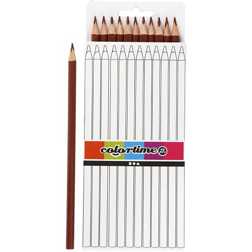 Colortime Colouring Pencils, Brown - Pack of 12