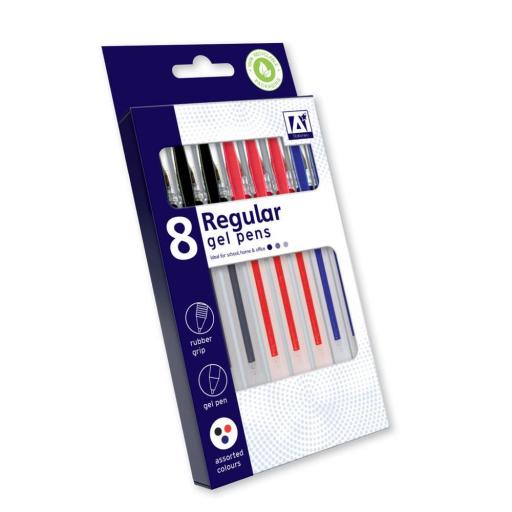 IGD Regular Gel Pens, Assorted Colours - Pack of 8