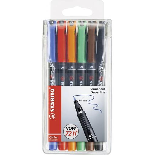 Stabilo OH Pen Permanent, Superfine - Pack of 6