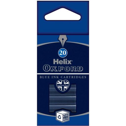 Helix Oxford Ink Cartridges, Blue - Pack of 20