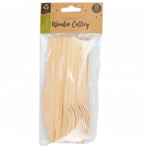 Pop Party Biodegradable Wooden Cutlery - Pack of 18
