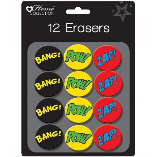 Home Collection Superhero Comic Erasers - Pack of 12