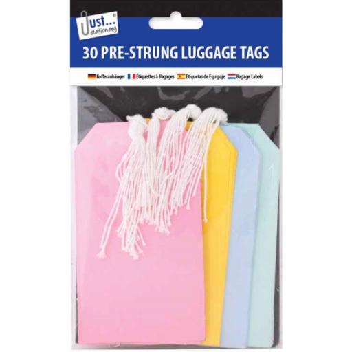 JS Pre-Strung Luggage Tags - Pack of 30