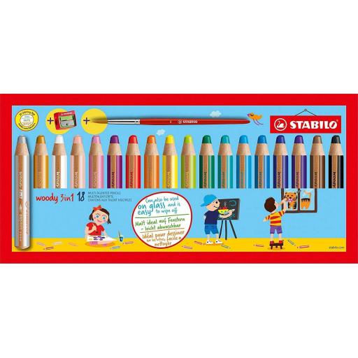 Stabilo Multi-Talented Woody 3 in 1 Pencils - Pack of 18