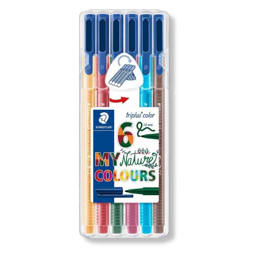 Staedtler Triplus Color Fibre Tip Pens 1.0mm - Nature, Pack of 6