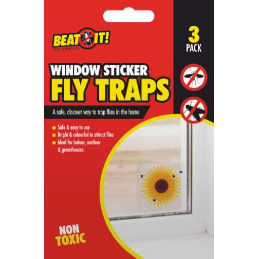 Window Sticker Fly Traps 9.5 x 9.5cm - Pack of 3