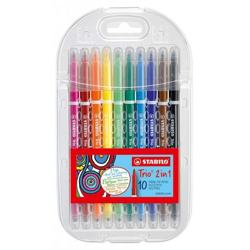 Stabilo Trio 2 in 1 Double Ended Fibre Tip Pens - Pack of 10