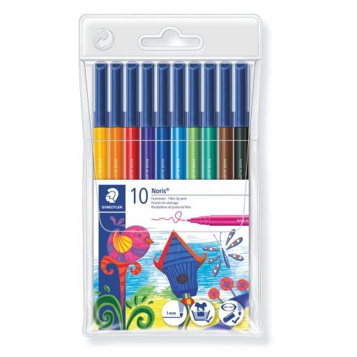 Staedtler Noris Club Fibre Tip Pens Asst Colours - Pack of 10