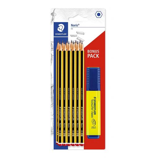 Staedtler Noris Bonus Pack 12 HB Pencils & Textsurfer Highlighter