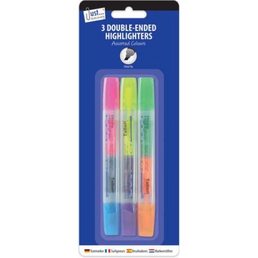 JS Double Ended Highlighter Pens - Pack of 3
