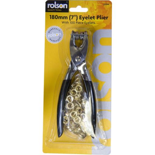 Rolson 7 inch Eyelet Pliers & 100 Pack 6mm Eyelets
