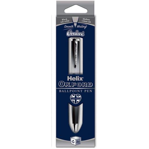 Helix Oxford Ombre Premium Black Ink Ballpoint Pen - Black