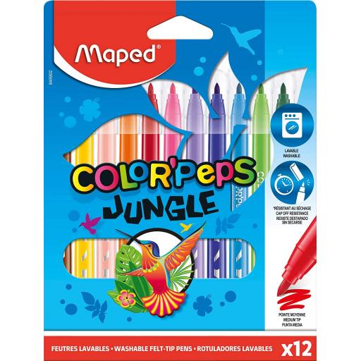 Maped ColorPeps Jungle Felt Tip Pens - Pack of 12