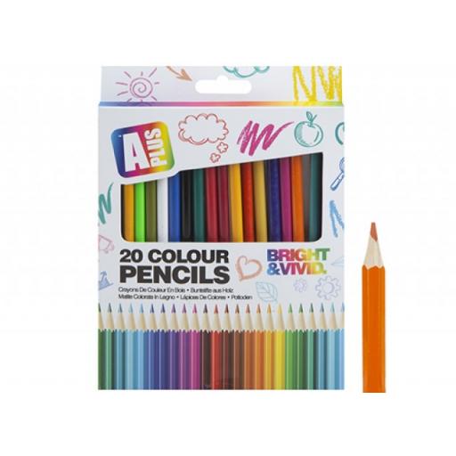 A Plus Bright & Vivid Colour Pencils - Pack of 20