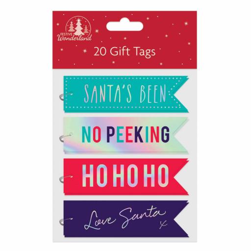 Tallon Flag Shape Gift Tags, Bright Text - Pack of 20