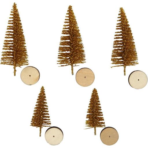 Creativ Christmas 4-6cm Spruce Trees, Gold - Pack of 5