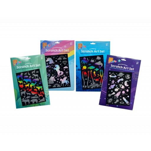 The Box Create Holographic/Rainbow Scratch Art Set - Assorted Designs