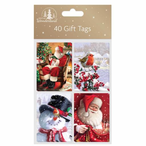 Tallon Folded Christmas Tags, Traditional - Pack of 4