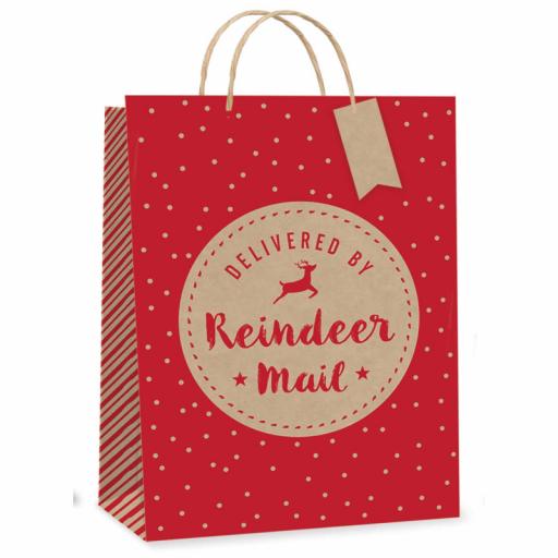 Tallon Large Gift Bag, 'Delivered by Reindeer Mail'- Pack of 12