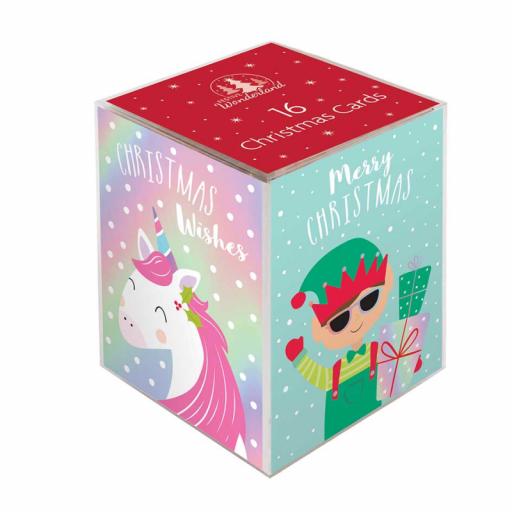 Festive Wonderland Mini Christmas Cards, Magical Lase - Box of 16