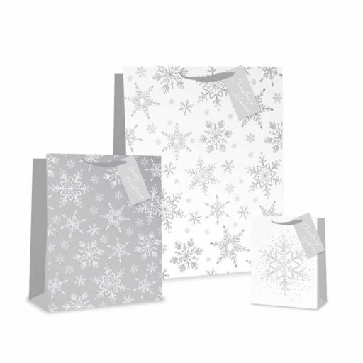 Tallon Silver & White Gift Bags Small, Medium & Large - Pack of 3