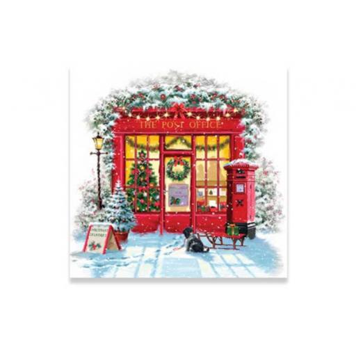 Festive Wonderland Square Christmas Cards, Post Office - Box of 10