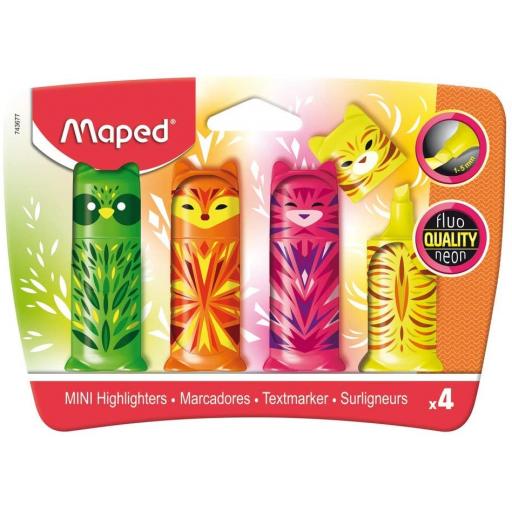 Maped Mini Friends Fluo Highlighters - Pack of 4