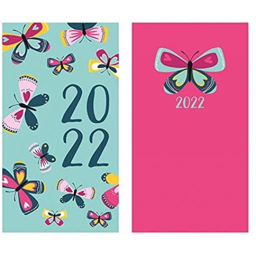 Tallon 0359 Slim 2022 WTV Diary - Glitter Butterflies, Assorted Designs X1