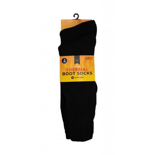 Farley Mill Men's Thermal Boot Socks, Size 7-11 Black - 2 Pairs
