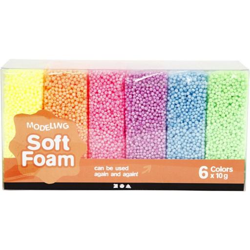Creativ Re-usable Soft Foam Neon Colours 6 x 10g