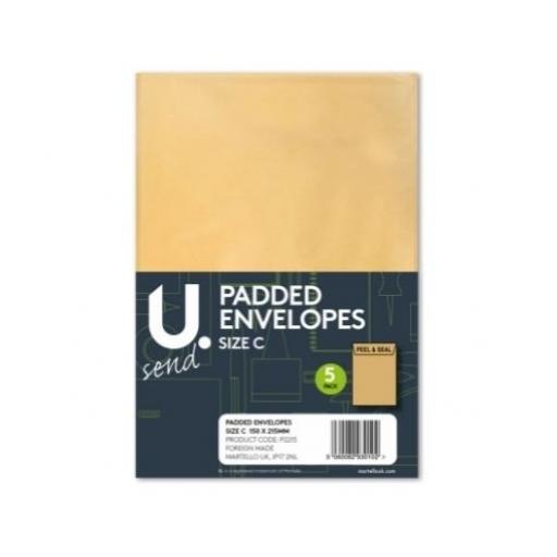 U. Padded Envelopes, 150 x 215mm Size C - Pack of 5