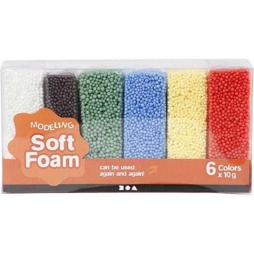 Creativ Re-usable Soft Foam Standard Colours 6 x 10g