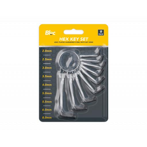 SALE - Bloc Hex Key Set, Assorted Sized - Pack of 9