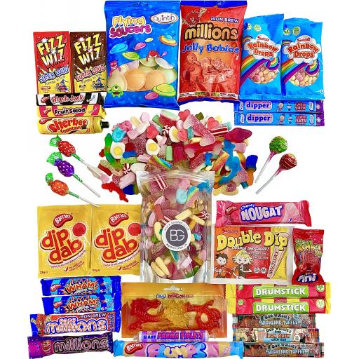 BG Pick & Mix Pouch & Traditional Retro Candy Sweets Gift Box Hamper