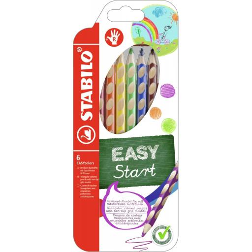 Stabilo EasyStart Colouring Pencils Right Handed - Pack of 6