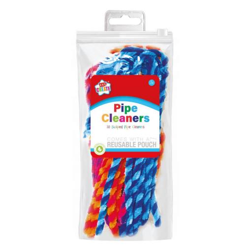 Kids Create Striped Coloured Pipe Cleaners - Pack of 30