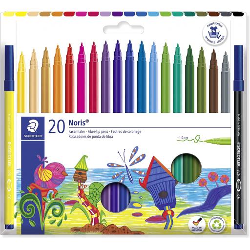 Staedtler Noris Club Fibre Tip Pens Asst Colours - Pack of 20