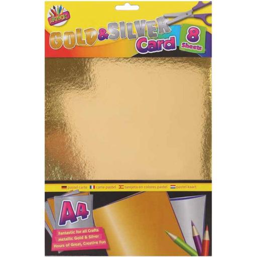 Artbox A4 Metallic Card Gold/Silver - Pack of 8