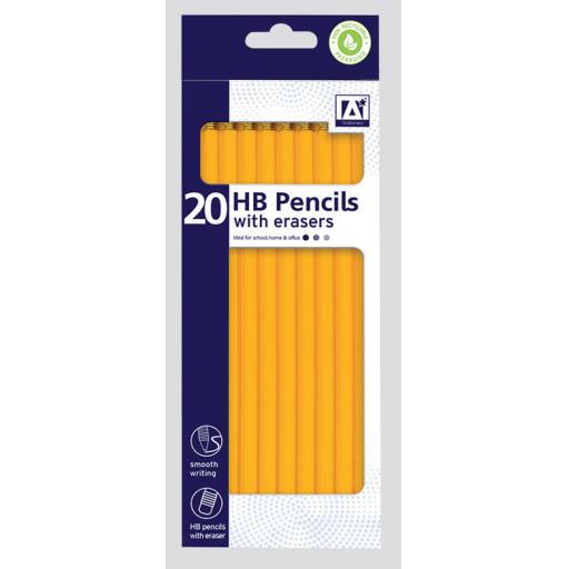 IGD HB Pencils with Eraser Tips - Pack of 20