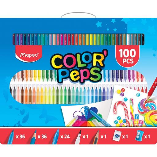 Maped Color' Peps 100 Piece Colouring Set & Carry Case