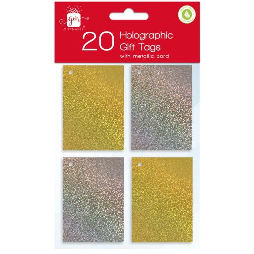 IGD Giftmaker Holographic Gift Tags, Silver & Gold - Pack of 20